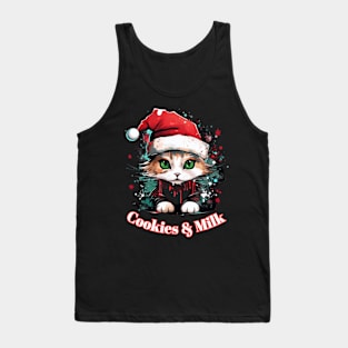 Cookies & Milk - Christmas Cat - Winter Holiday Tank Top